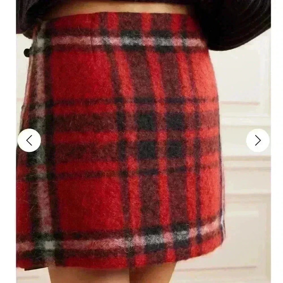 NWT POLO RALPH LAUREN
Buckled checked brush felt mini wrap skirt wool alpaca ble - Picture 2 of 9